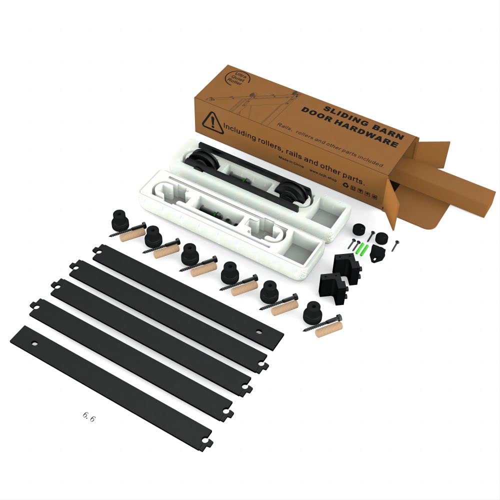 LQKUMJG 6.6FT Sliding Barn Door Hardware Kit for Single Wood Door, Smoothly and Quietly, Easy to Install Fit 35"-40" Wide and 1.18"-1.96" Thickness Door Panel, Includes Installation Instruction LQKUMJG