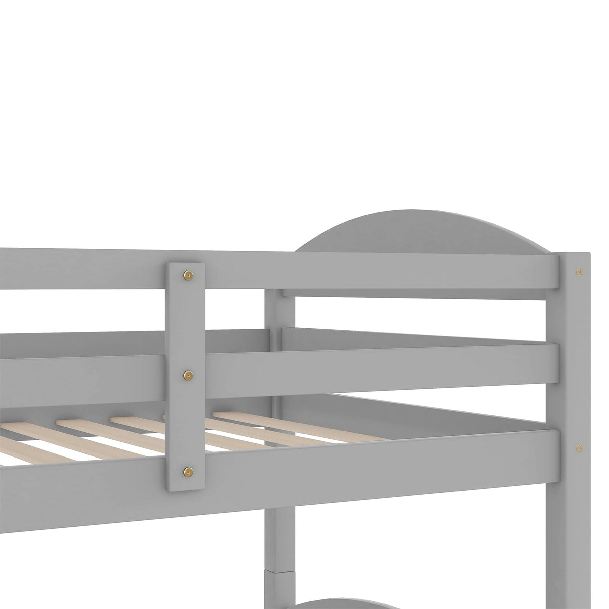 Quad Bunk Bed with Trundle,Twin-Over-Twin L Shape Bunk Bed Frame with Built in Ladder and Guardrail,Wood Bunk Bed Corner BunkBed for Accommodating 5,Family Bedroom Dorm,No Box Spring Needed,Gray TRIPLE TREE