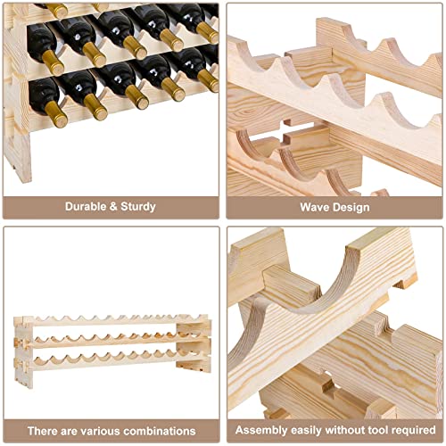 ZenStyle 96 Bottles Wine Rack, 8-Tier Wooden Stackable Wine Cellar Racks, Wine Storage Racks Countertop, Free Standing Wine Bottle Stand Holder Display Shelves ZenStyle