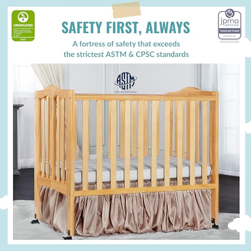 Dream On Me 2-In-1 Lightweight Folding Portable Stationary Side Crib In Natural, Greenguard Gold Certified, Baby Crib To Playpen, Folds Flat For Dream On Me