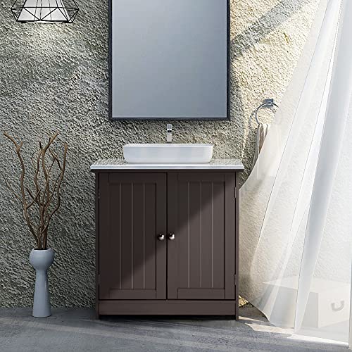 Bonnlo Pedestal Under Sink Storage Bathroom Vanity with 2 Doors Traditional Bathroom Cabinet Space Saver Organizer 23 5/8" x 11 7/16" x 23 5/8" (L x W x H) (Espresso) Bonnlo