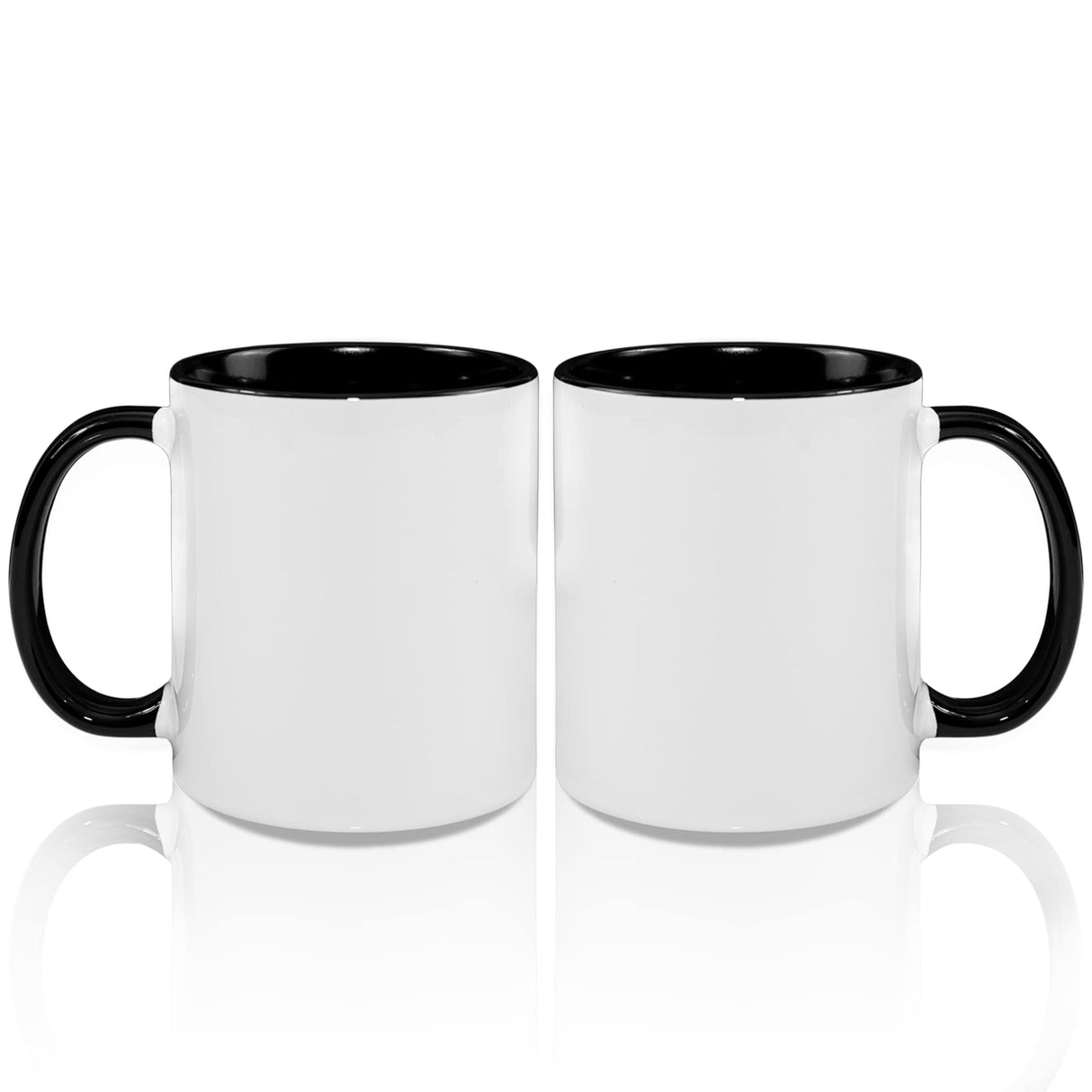MR.R 11oz Sublimation Blank Coffee Mugs,Cup Blank White Mug Cup with Black Color Mug Inner and Handle,Set of 2 MR.R