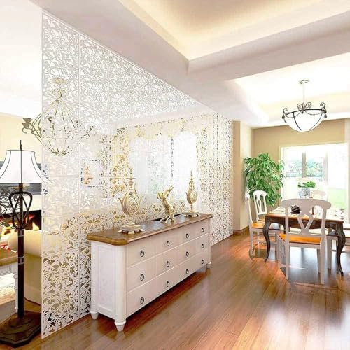 12+4PCS KEIBIKEIDI Hanging Room Divider Screens Made of Environmentally PVC, Simple and Modern White Hanging Panel Screen for Decoration Home, Livingroom,Bedroom, Kitchen, Dining Room,Hotel and Bar KEIBIKEIDI