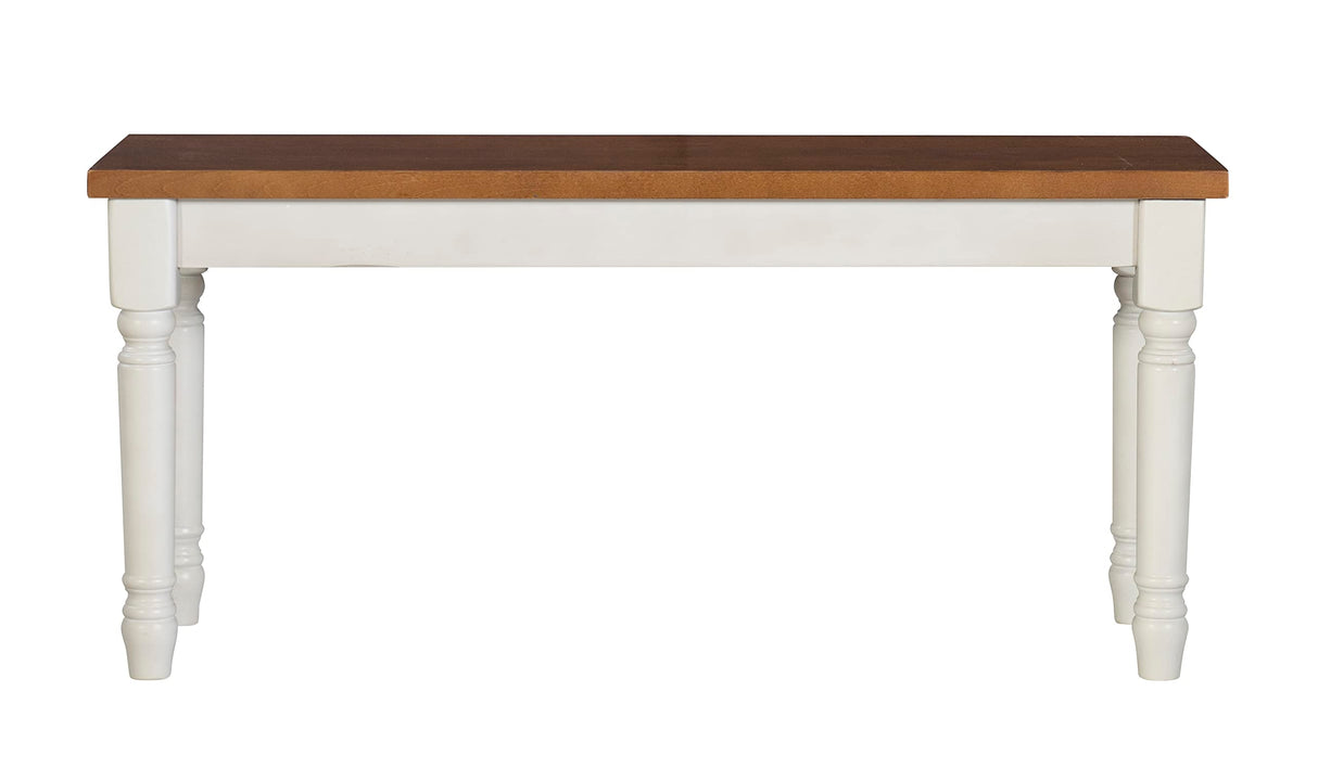 Powell Backless Dining Wood Top Willow Bench, White & Honey Brown Powell
