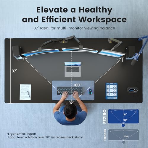 FEZIBO 71 x 37 Inch Electric Standing Desk with Integrated Dual-Beam, Height Adjustable Computer Desk, Stand Up Desk for Home Office Workstation, Large 3-Piece Desktop Black FEZIBO