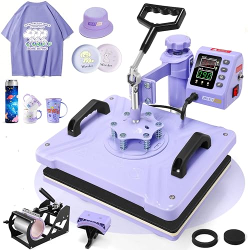 AKEYDIY Heat Press, 15x12 Shirt Press Machine with Cup/Plate/Cap Attachment, 5 in 1 Sublimation Shirt Printing hat and Mug Heat Press Digital Heat Press Machine for T Shirts/Tumbler/Mug/Cap/Plate AKEYDIY