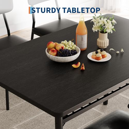 IDEALHOUSE 3-Piece Dining Table Set for 2 with Storage Rack, Wood Kitchen Table with Upholstered Chairs Set of 2, Small Square Table Set with Metal Legs Support, for Dining Room, Living Room, Black IDEALHOUSE