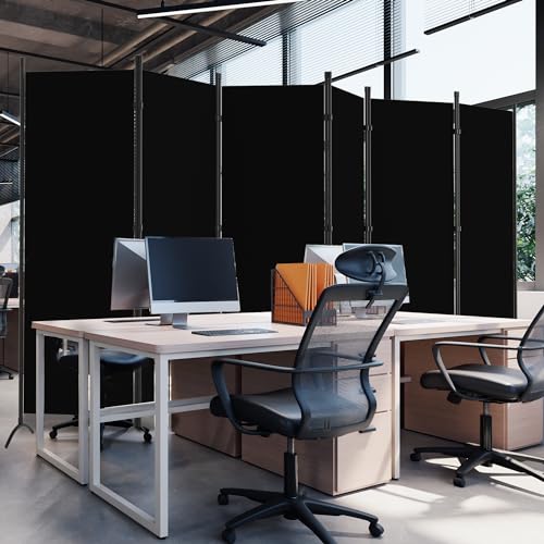 6 Panel Room Divider, Folding Privacy Screen Wall Divider for Room Separation, Freestanding Room Partitions for Home Office Dorm Decor,Black Grezone