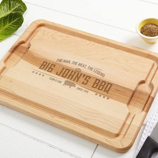 Personalization Universe Personalized Hardwood Cutting Board – “The Man, The Meat, The Legend” - Custom Engraved Cutting Board, BBQ & Grilling Gift, Personalization Universe
