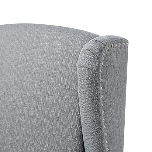 Taylor & Logan Maxfield Traditional Gray Fabric Upholstered Slim Wingback Recliner with Accent Nail Trim and Push Back Recline Taylor & Logan