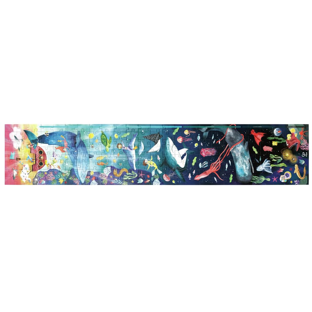 Hape Ocean Life Puzzle 1.5 Meter Long | 200 Pieces Colorful Giant Glow-in-The-Dark Marine Life Jigsaw, for Children 6+ Years Hape