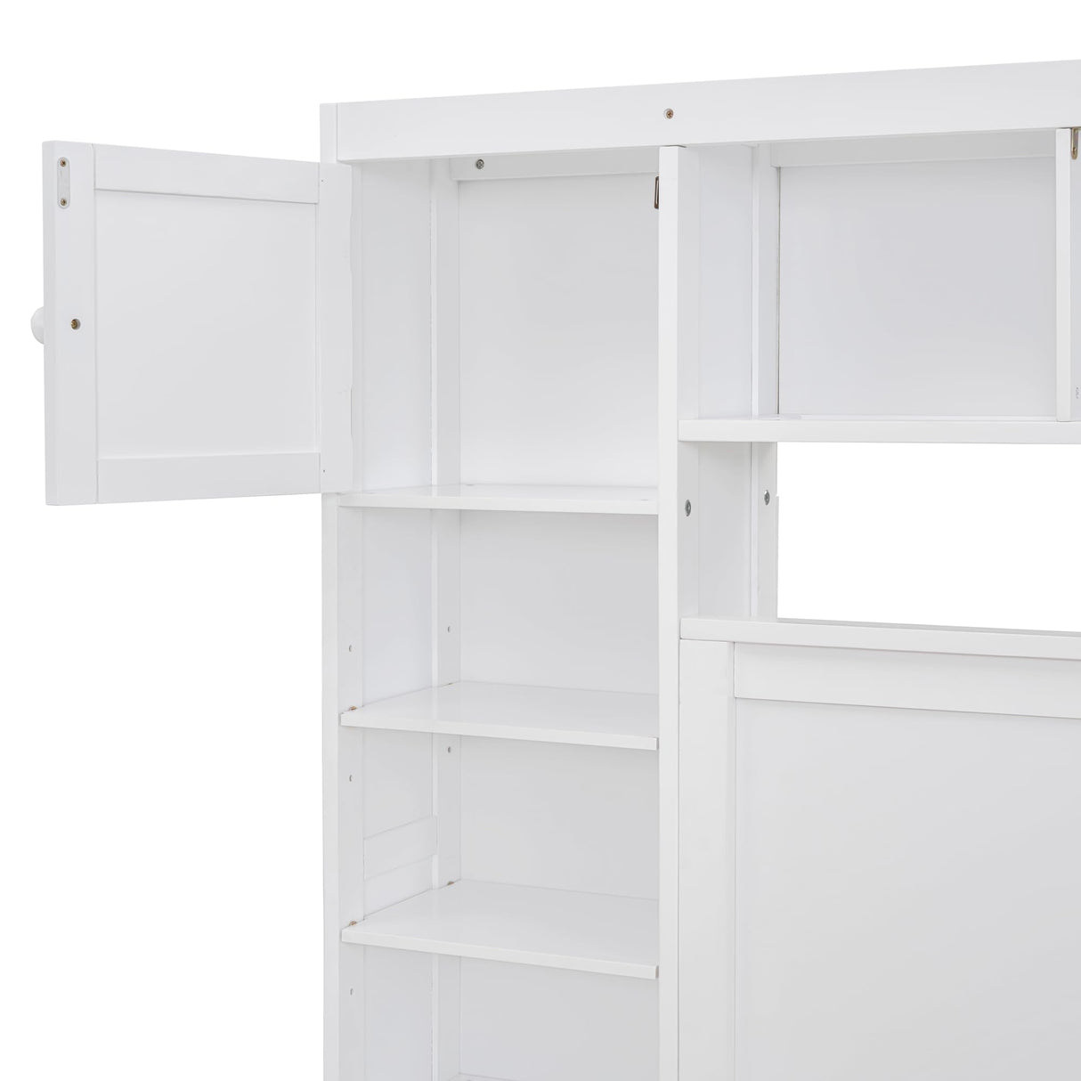 Full Storage Bed with Bookcase Headboard, Full Size Platform Bed with Trundle and 2 Storage Drawers, Solid Wood Full Size Bed Frame with Cabinet and Bookshelf, No Box Spring Needed - White Harper & Bright Designs