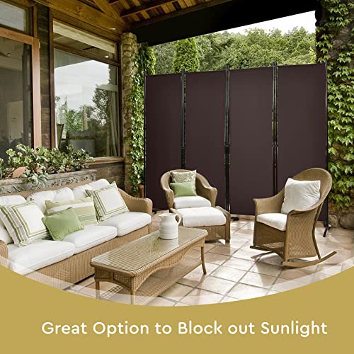 Giantex 4 Panel Room Divider - Folding Privacy Screen for Room Partition, 5.6 Ft Foldable Separator Wall, Brown Giantex