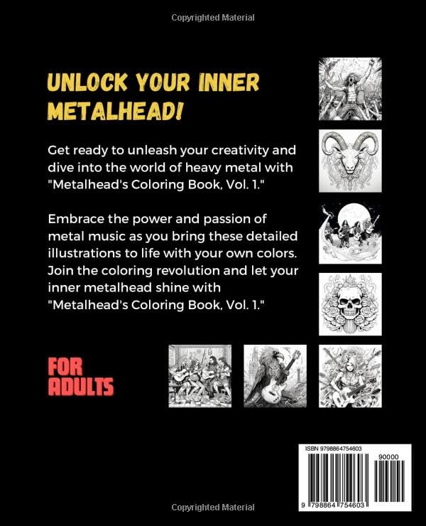 Metalhead's Coloring Book, Vol. 1: Metal Music Coloring Book for Adults (Metalhead's Coloring Books) WoodArtSupply