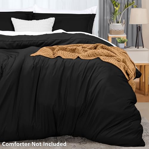 Utopia Bedding Duvet Cover Full Size - 3 Piece with Zipper Closure - 1 Comforter Cover 80X90 Inches & 2 Pillow Shams 20X26 Inches (Black) Comforter Not Included Utopia Bedding