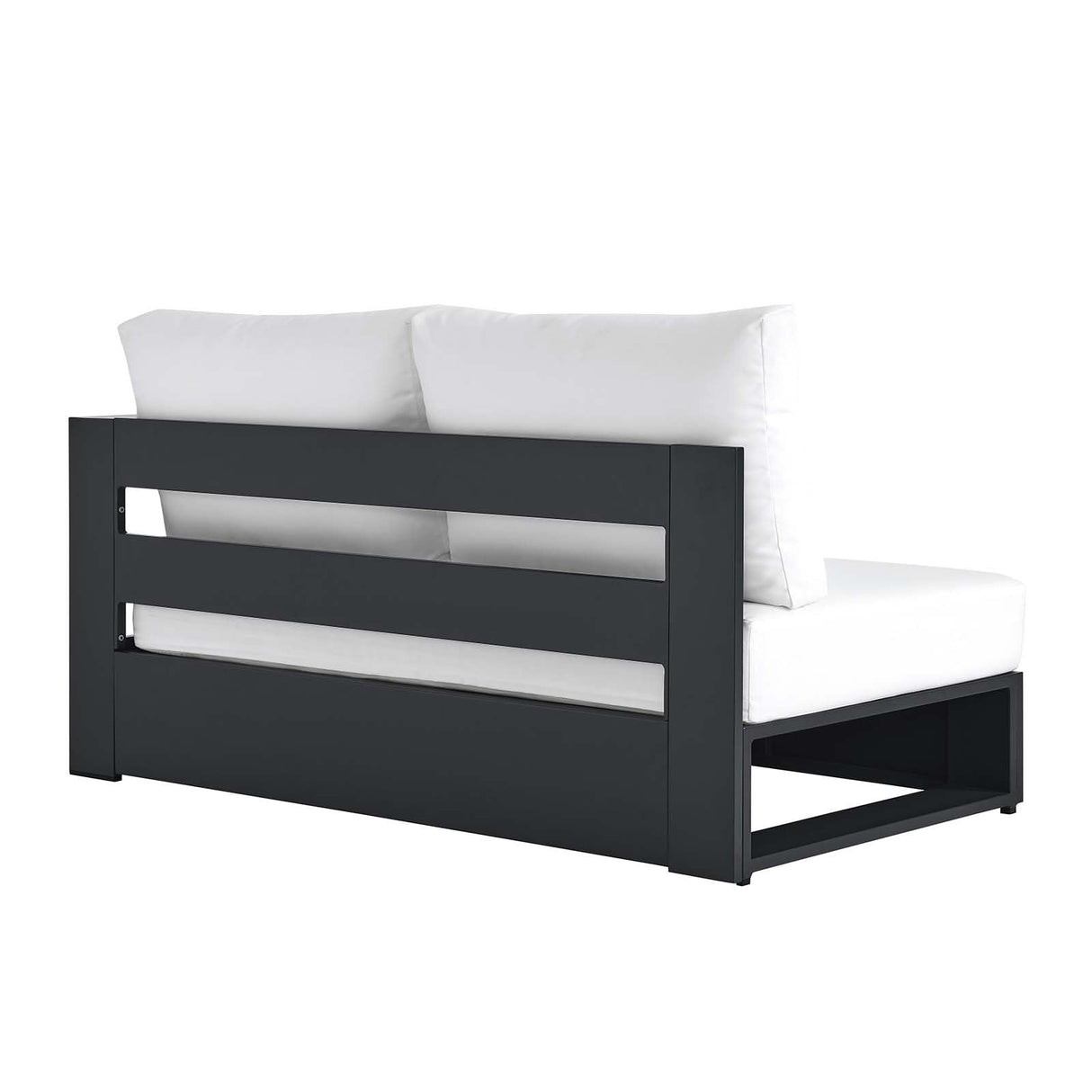 Modway Tahoe Aluminum Modular Right-Facing Outdoor Patio Loveseat in Gray White with Weather-Resistant Cushions, Couch for Garden Backyard, Poolside Modway