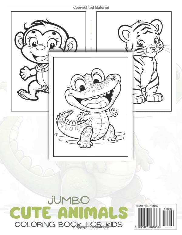 Jumbo Cute Animals Coloring Book for Kids (Cute Animal Coloring Books By Emma Carter) WoodArtSupply