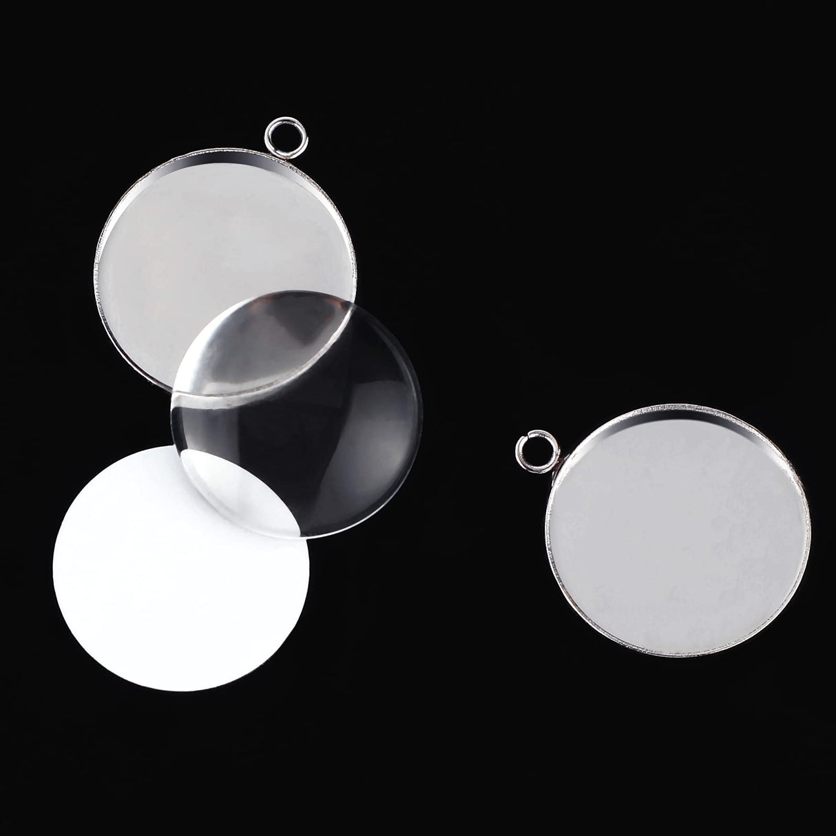 60 Sublimation Pendant Tray for Jewelry Making Include 20 Round Blank Pendant Base 20 Flatback Clear Glass Dome 20 Aluminum Sheet Sublimation Blanks Jewelry for DIY (20 mm) Hicarer