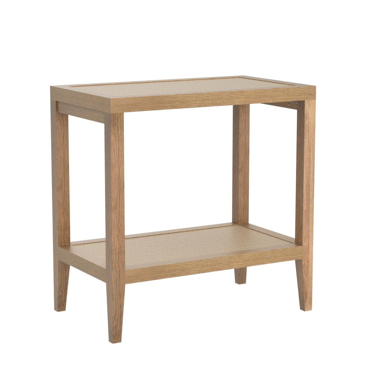 SICOTAS Boho Rattan Nightstand Bedside Table - Farmhouse Narrow End Table for Living Room - Accent Side Table with 2 Rattan Open Storage Shelves for Bedroom, Small Spaces, Wood SICOTAS