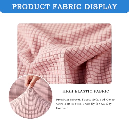 Daunkang Futon Cover Slipcover Removable Armless Sofa Bed Slipcovers Full Size with Skirt Ruffled Knitted Futon Sofa Cover Furniture Bed Protector with Elastic Bottom M Pink Daunkang