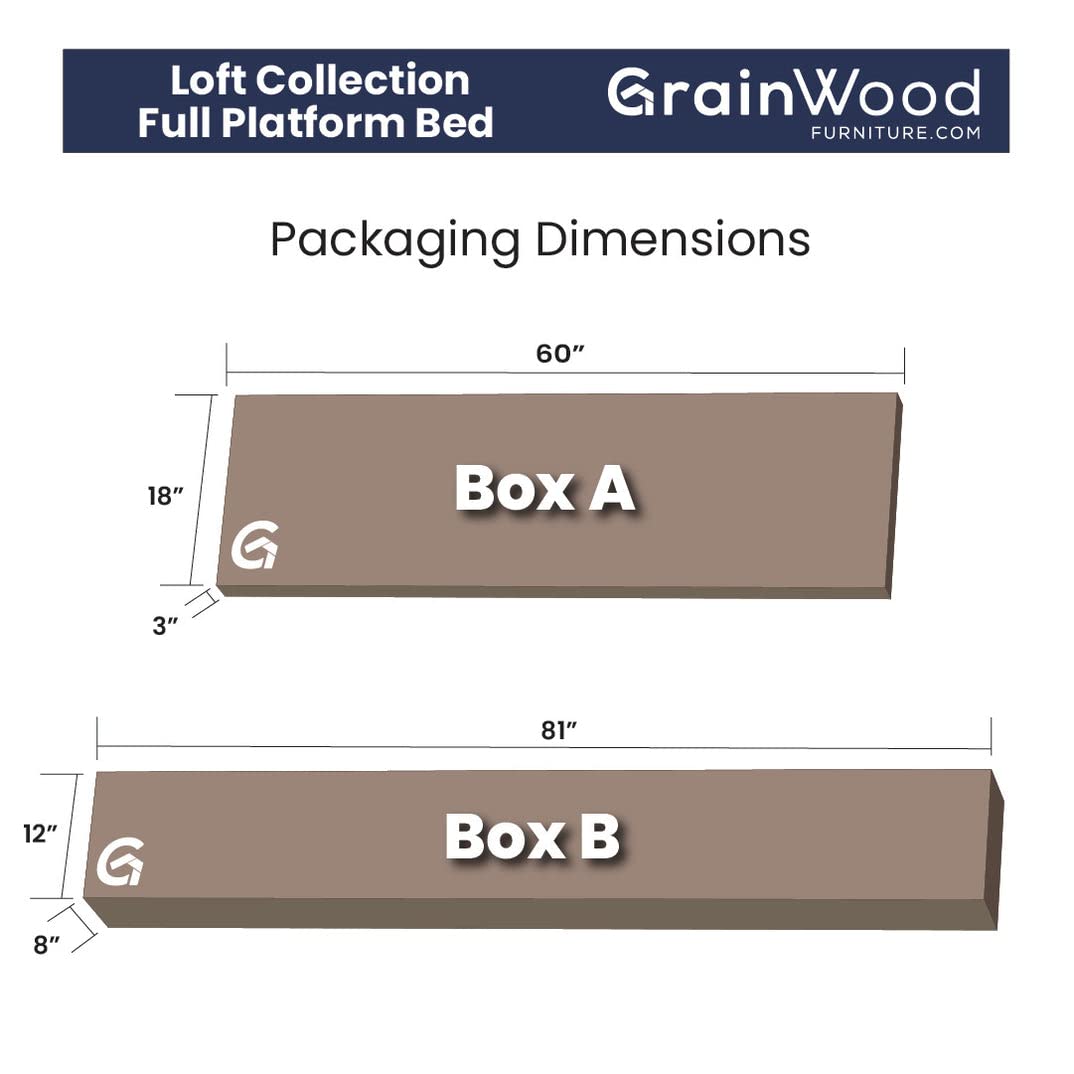 Grain Wood Furniture Loft Full Size Solid Wood Bed, Acacia Grain Wood Furniture