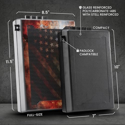 STOPBOX Gun Safe Alternative - Tactical Handgun Storage, Instant Access Portable Gun Case, TSA Compliant Gun Lock Box for Quick Handgun Access | RUSTIC FLAG + BLACK (2 Pack) | Full + Compact STOP BOX