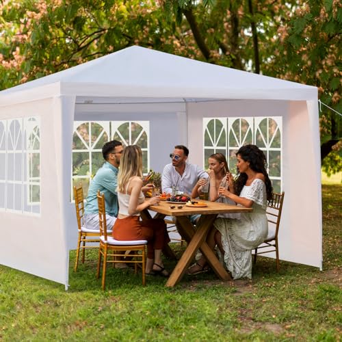Outvita Outdoor Party Tent, Patio Canopy Tent Gazebo with Removable Sidewalls Instant Event Tent for Cater Events Wedding Birthday Pavilion Beach BBQ (10'x10') Outvita