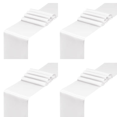 SiinvdaBZX 4 Pcs White Satin Table Runner 12 x 108 inches Long, Bright Smooth Satin Wedding Table Runner Decorations for Birthday Parties, Buffet, Banquets, Graduations, Engagements