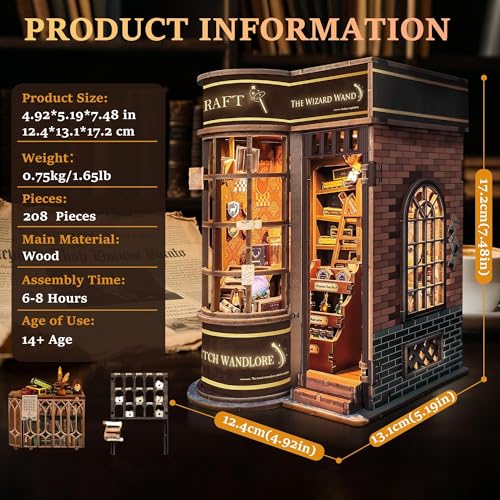 Book Nook Kits for Adults: SUNNINO Book Nook Kit Model Kits Craft Kits for Adults - DIY Miniature Doll House Kit for Bookshelf Booknook Tiny House with Sensor Led Light