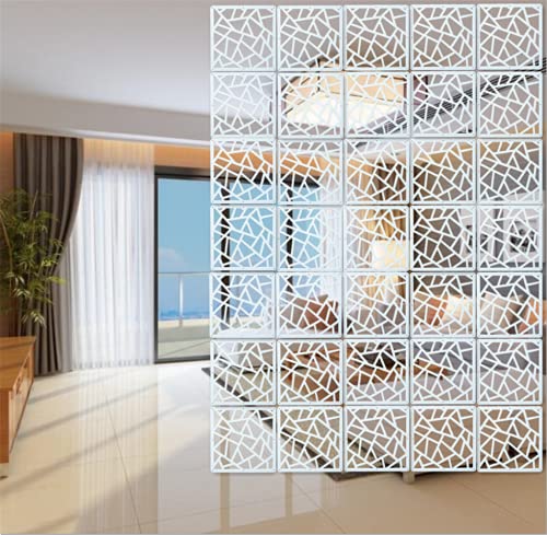 BMIDRUT White Hanging Room Divider,12 Pieces Wood-Plastic DIY Panel Screens Partition Wall Dividers Room Decoration with All Accessories 11.4x11.4 Inch BMIDRUT