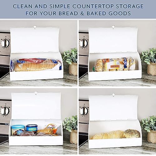 AuldHome White Bread Box; Farmhouse Vintage Enamelware Countertop Bread Bin AuldHome Design