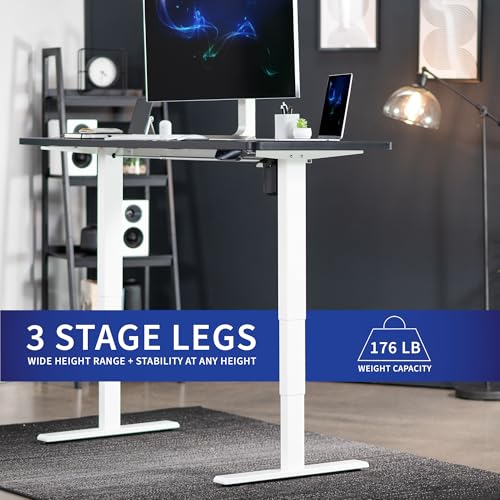 VIVO Electric Stand Up Desk Frame Workstation with Memory Touch Pad, Single Motor Ergonomic Standing Height Adjustable Base, White, DESK-V102EW VIVO