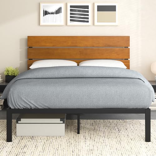 ZINUS Paul Metal and Wood Platform Bed Frame / No Box Spring Needed / Wood Slat Support / Easy Assembly, Full Zinus
