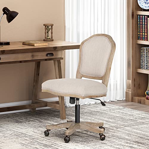 Scilley Upholstered Swivel Office Chair - Beige/Natural Christopher Knight Home