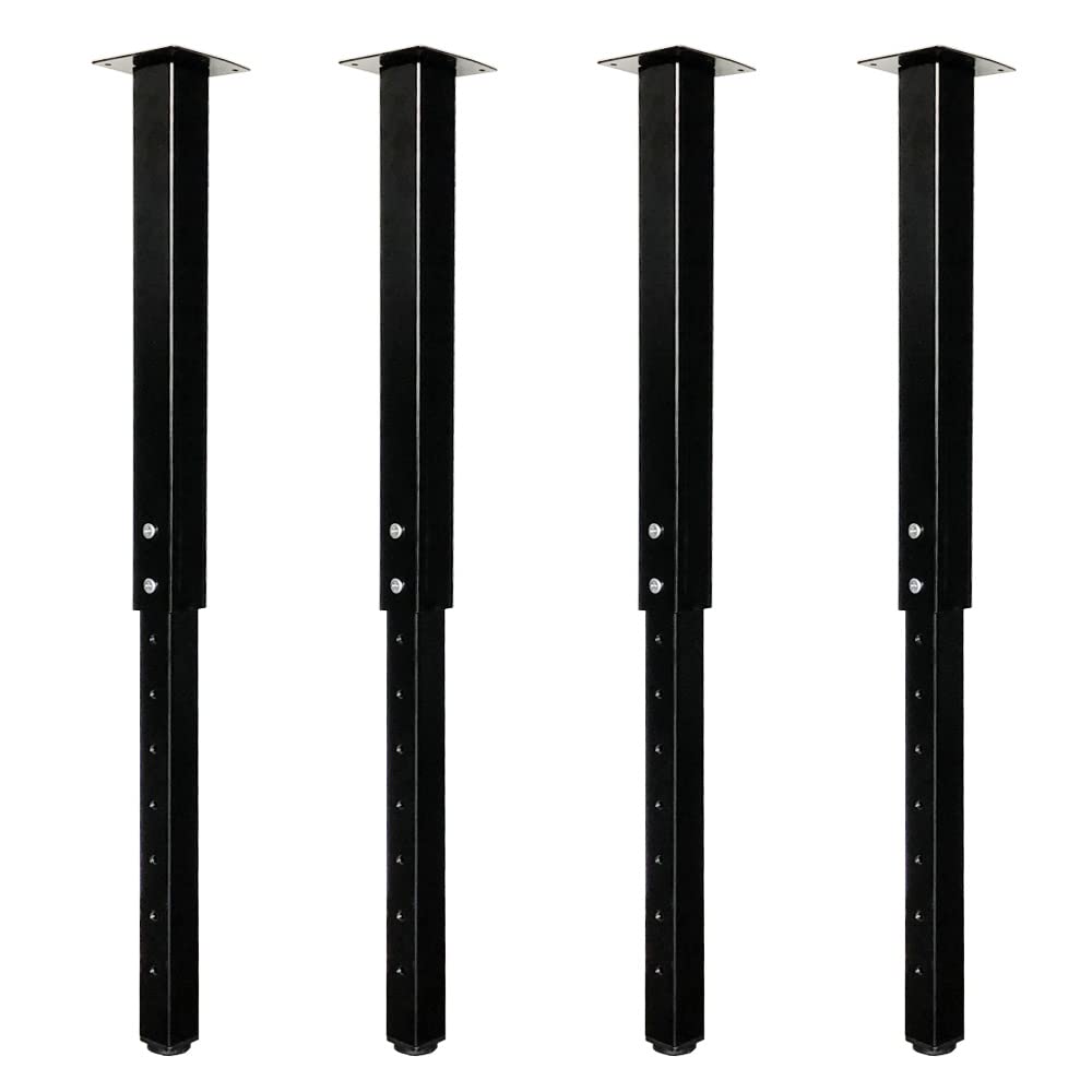 QLLY Adjustable Square Table Leg, 24-40 inch, 60-100cm, Home Office Custom DIY Table Legs, Furniture Leg Set (4, Black) QLLY