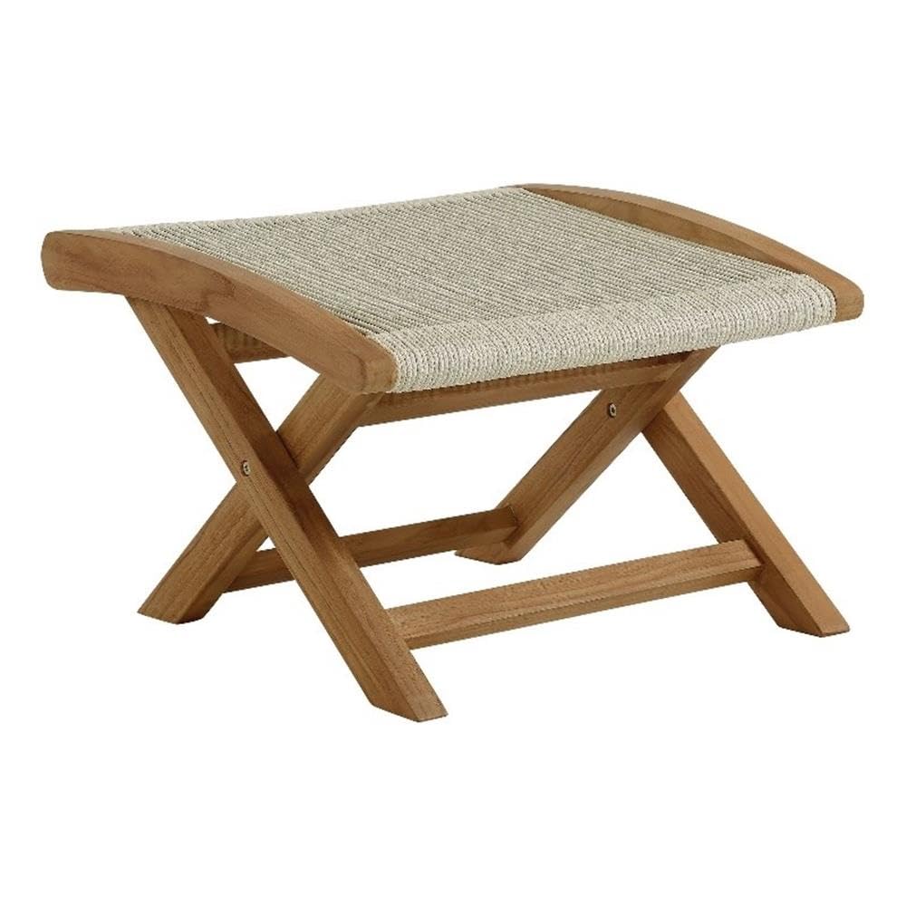Modway Vienna Outdoor Patio Teak Wood Folding Ottoman in Natural Natural Modway