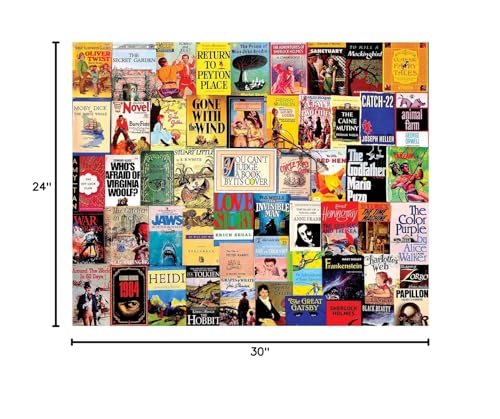 White Mountain Puzzles "Best Sellers", Vintage Book Covers Collage, 1000 Piece Jigsaw Puzzle White Mountain