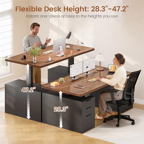SEDETA Electric Standing Desk with 6 Drawers, 55" Adjustable Stand up Desk with Storage, Computer Desks with Power Outlets for Home Office, Black SEDETA