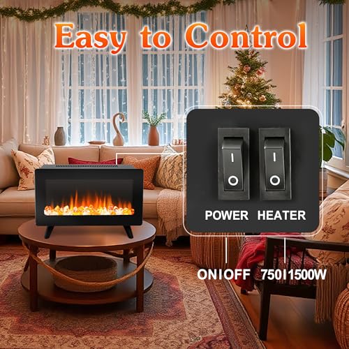 16" Small Freestanding Electric Fireplace Heater - Fire Places Electric Fireplace Stove with Realistic 3D Flames, Infrared Heater Indoor Space Heater, 750 |1500W, Overheating Protection AckMizz