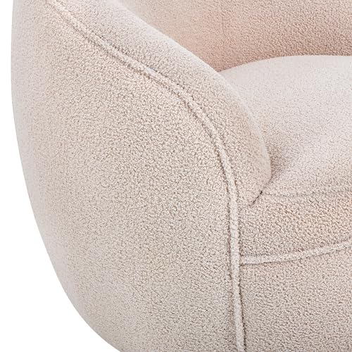 Roundhill Furniture Galleria 360 Swivel Teddy Sherpa Barrel Chair, Beige Roundhill Furniture