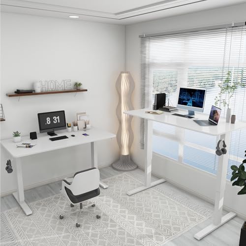 Whole Piece Manual Standing Desk Adjustable Height with Lockable Casters- Hand Crank Stand up Desk with Wheels, Mobile Sit to Stand Workstation with Handle iWkstation