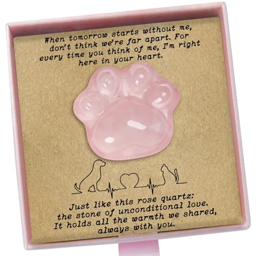 Pet Loss Sympathy Gift โ Rose Quartz Heart Crystal with Memorial Card, In Loving Memory Keepsake, Healing Crystal for Dog Loss, Bereavement Support Gift, Pocket Hug for Easter Comfort (Pet Loss)