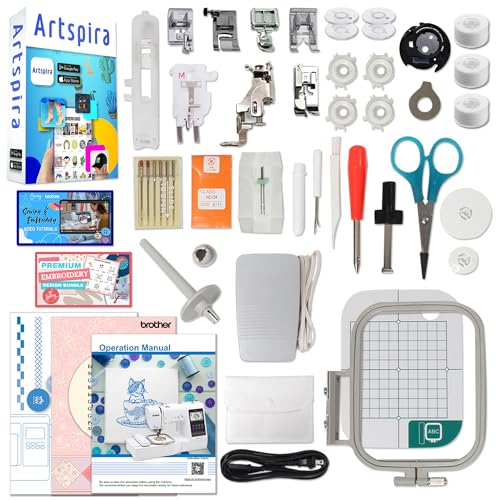 Brother SE700 Combo Embroidery & Sewing Machine with 4 Embroidery Hoops, Embroidery Thread Set & Accessories