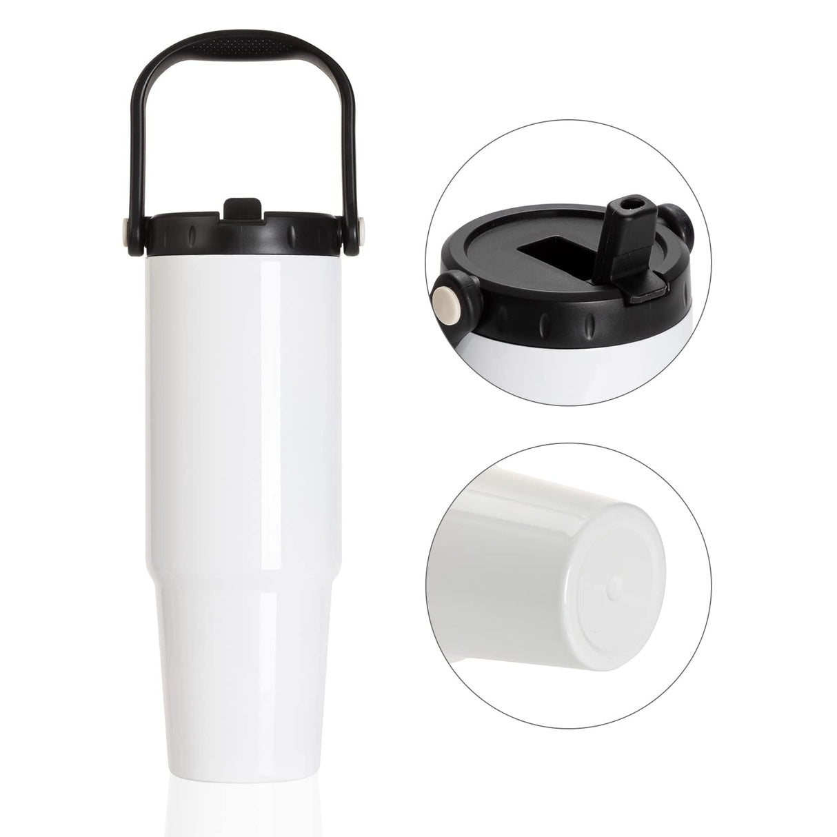 PYD Life 4 Pack Sublimation Tumblers Blanks 36 OZ White Vacuum Insulated with Portable Lid and Sippy Up Straw Travel Coffee Mugs Cups for Tumbler Heat Press Sublimation Oven Printing PYD Life