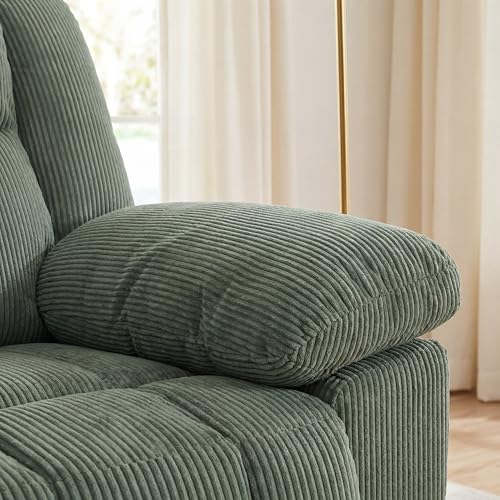 Trygoal Oversized Corduroy Recliner Chair, Manual Lazy Boy Recliner with Home Theater Seating, Breathable Living Room Reclining Chair for Adults Reading, Gaming, Relax, Green