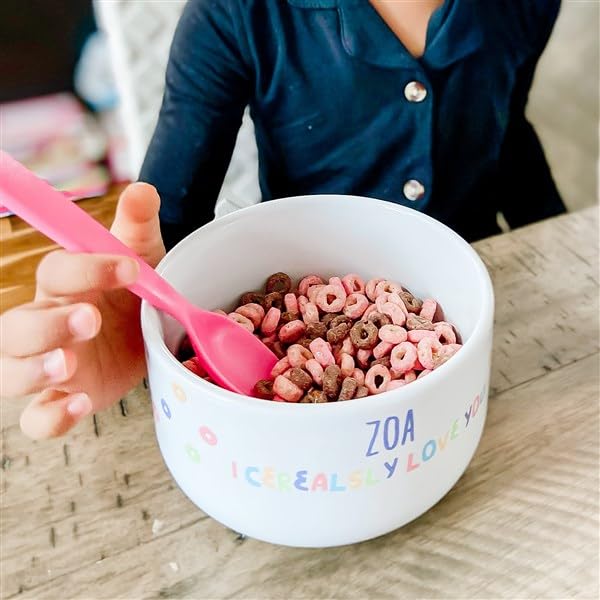 Personalization Universe I Cerealsly Love You 14oz Kids Cereal Bowl - Customizable, Dishwasher and Microwave Safe, Chip-Resistant Stoneware Bowl Perfect for Cereal, Soup, Snacks and More Personalization Universe