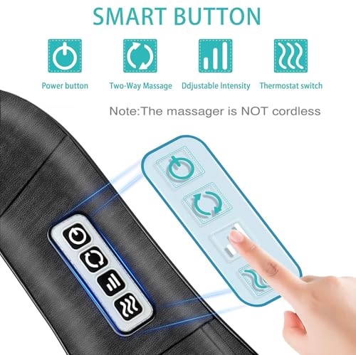 AERLANG Shiatsu Back and Neck Massager, Back Massager Deep Tissue Kneading Neck and Shoulder Massage with Heat, Electric Massage Pillow Fathers Day Gift Ideas from Daughter Son(NOT Cordless) AERLANG