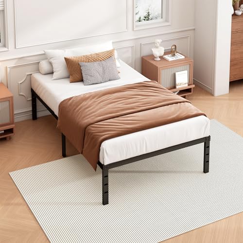 Hafenpo 18 Inch Twin Bed Frame - Sturdy Metal Platform Twin Size, No Box Spring Needed, Heavy Duty, Easy Assembly, Strong Bearing Capacity, Under Bed Storage, Black Hafenpo