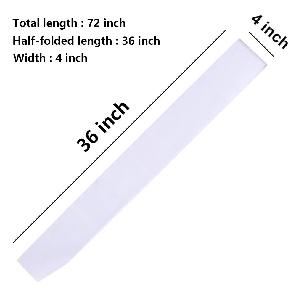DJDZ 4 Pack White Blank (Plain) Satin Sash Party Accessory for Party,Wedding Decorations and DIY - Design Your Own Sash (White) DJDZ