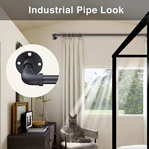 Rustic Curtain Rod - Adjustable Room Divider Rod for Windows 28 to 48 inch - 1 Inch Black Industrial Outdoor Wrap Around Curtain Rods for Patio DonSail
